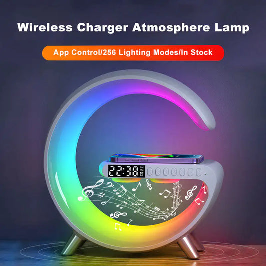 Bluetooth Speaker Wireless Charger Lamp - Illuminate, Entertain, Charge
